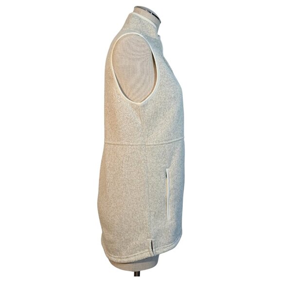 LL Bean Womens Sweater Fleece Vest Size Small Full Zip Long With Pockets Beige - Picture 2 of 9